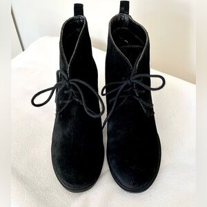 Black suede lace up ankle boots